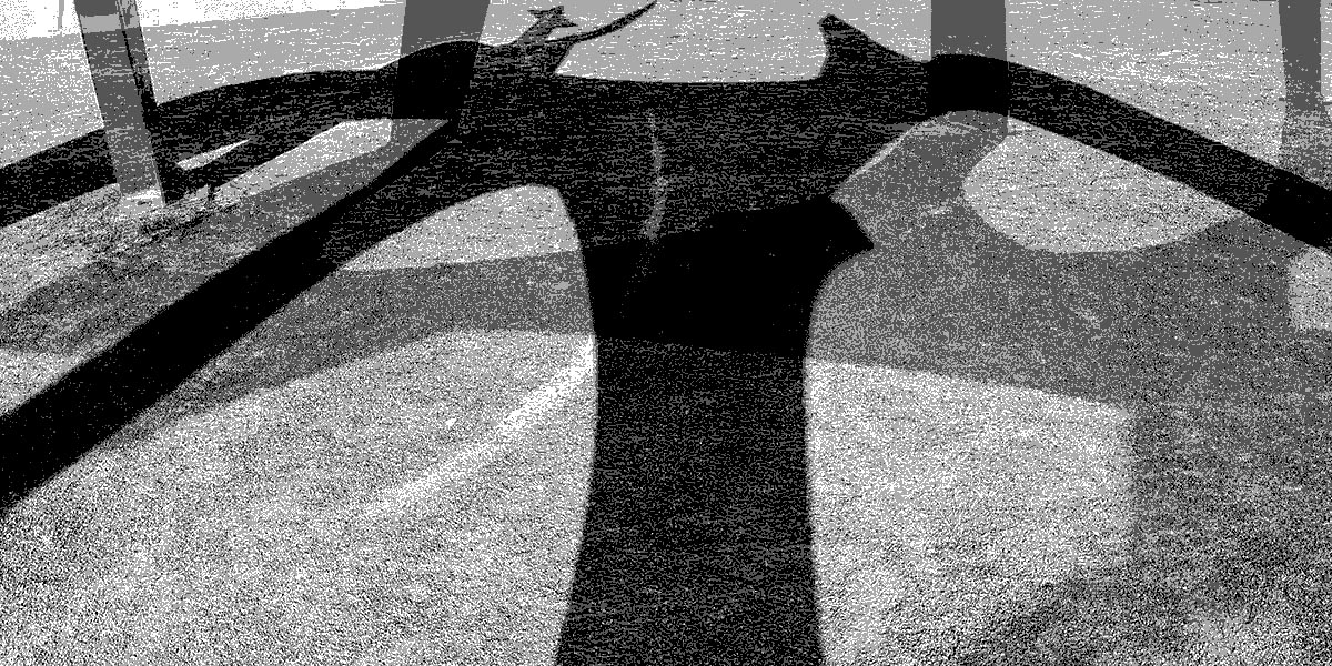 Angular shadow forms cast by Calder’s red sculpture in Hanover, seen by Hans Kahlmopz for SCULP TOUR