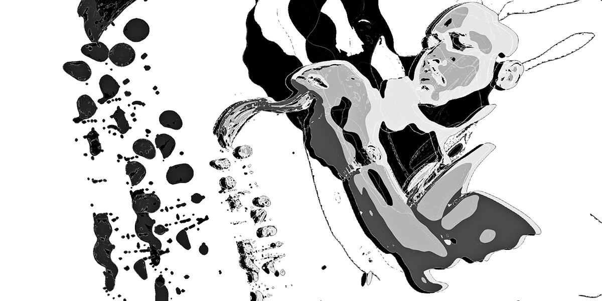 Black-and-white saxophone portrait of Abraham Burton in graphic close-up, seen and processed by Hans Kahlmopz for SILENT JAZZ